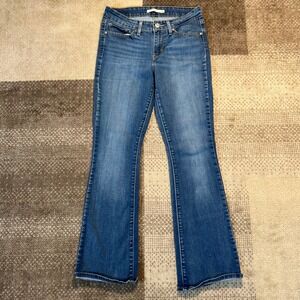 Levis 715 Bootcut Jeans Womens 28 Blue Denim Mid Rise Stretch Pants Whiskering